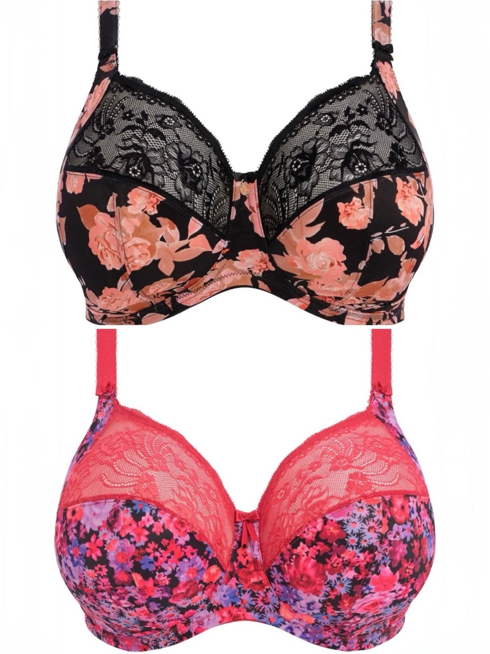 Elomi Morgan Stretch Lace Banded Underwire Bra 4110 Watercolor & Sunset Meadow